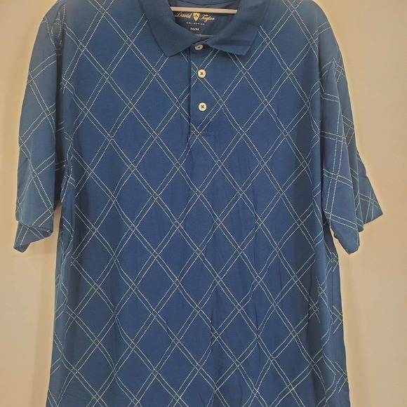David Taylor Collection Men's Polo Size Medium Blue‎ Print Golf - Picture 2 of 10